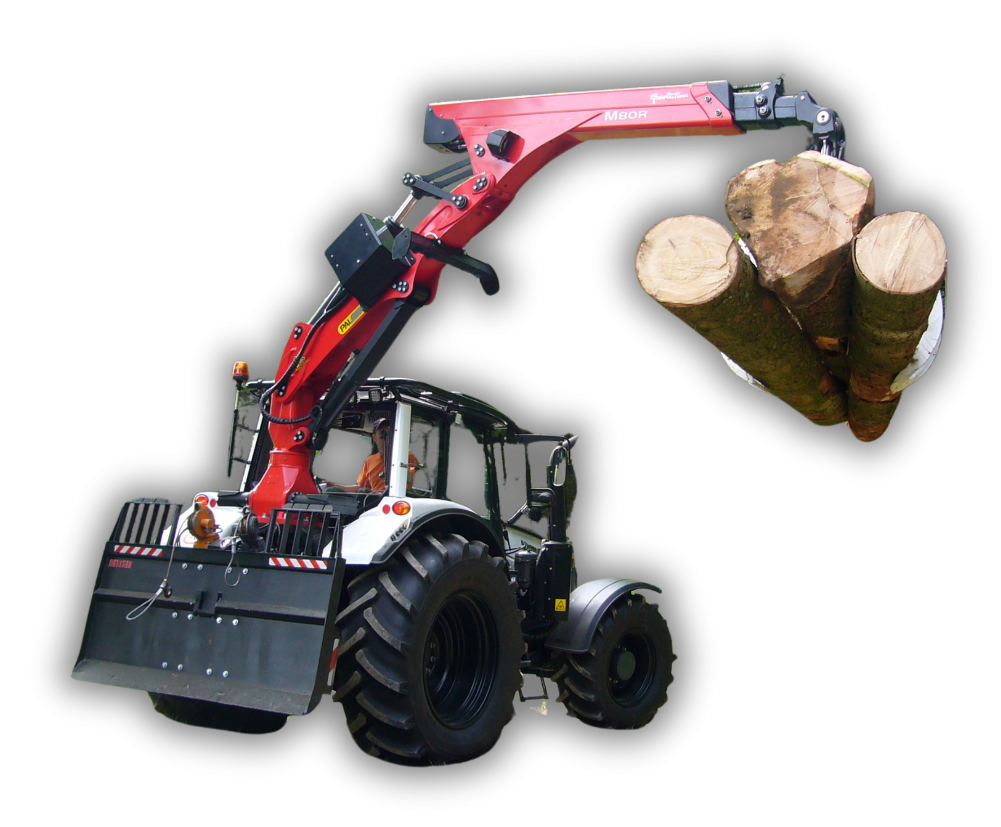 JAKE Attachment on a tractor used to carry timber.